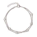 Pulsera a capas, Plata 925 bañada en rodio, Zirconia cúbica artificial