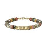 Pulsera de piedra, Bañado en oro, Ágata artificial, Jaspe artificial