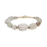 Pulsera de piedra, Bañado en oro, Aventurina artificial, Cuarzo rutilado artificial, Vidrio de plomo, Labradorita artificial, Cuarzo artificial