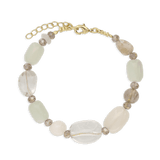 Pulsera de piedra, Bañado en oro, Aventurina artificial, Cuarzo rutilado artificial, Vidrio de plomo, Labradorita artificial, Cuarzo artificial