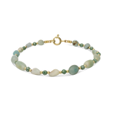 Pulsera de piedra, Bañado en oro, Zirconia cúbica artificial, Amazonita artificial