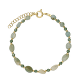 Pulsera de piedra, Bañado en oro, Zirconia cúbica artificial, Amazonita artificial
