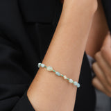 Pulsera de piedra, Bañado en oro, Zirconia cúbica artificial, Amazonita artificial