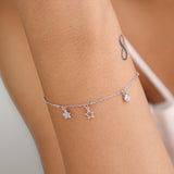 Pulseras Delicadas, Plata 925 bañada en rodio, Zirconia cúbica artificial