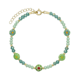 Pulsera de piedra, Bañado en oro, Vidrio de plomo, Vidrio Murano artificial