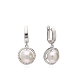 Gotas, Plata 925 bañada en rodio, Zirconia cúbica artificial, Perla cultivada