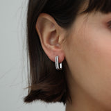 Aros, Plata 925 bañada en rodio, Zirconia cúbica artificial