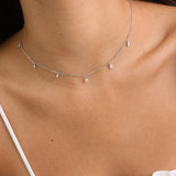 Collar gargantilla, Plata 925 bañada en rodio, Zirconia cúbica artificial