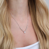 Collar colgante, Plata 925 bañada en rodio, Zirconia cúbica artificial