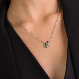Collar colgante, Plata 925 bañada en rodio, Zirconia cúbica artificial, Vidrio de plomo