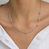 Cadena de elementos, Plata 925 bañada en rodio, Zirconia cúbica artificial