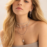 Collar gargantilla, Plata 925 bañada en rodio, Zirconia cúbica artificial, Vidrio de plomo
