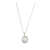 Collar colgante, Plata de Ley 925, Plata 925 bañada en rodio, Zirconia cúbica artificial, Perla cultivada