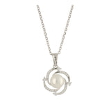Collar colgante, Plata 925 bañada en rodio, Zirconia cúbica artificial, Perla cultivada
