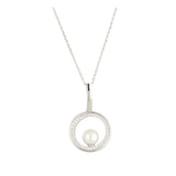 Collar colgante, Plata 925 bañada en rodio, Zirconia cúbica artificial, Perla sintética
