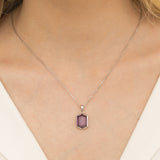 Collar colgante, Plata 925 bañada en rodio, Zirconia cúbica artificial