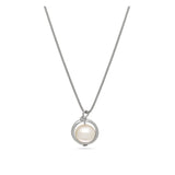 Collar colgante, Plata 925 bañada en rodio, Perla cultivada