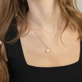 Collar colgante, Plata 925 bañada en rodio, Perla cultivada