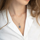 Collar colgante, Plata 925 bañada en rodio, Zirconia cúbica artificial, Marcasita artificial