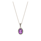 Collar colgante, Plata 925 bañada en rodio, Zirconia cúbica artificial, Marcasita artificial