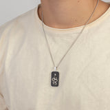 collar de hombre, Acero inoxidable, Zirconia cúbica artificial, Ágata artificial