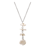 Collar colgante, Plata 925 bañada en rodio, Perla cultivada