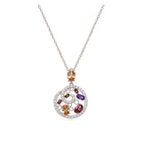 Collar colgante, Plata 925 bañada en rodio, Zirconia cúbica artificial