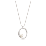 Collar colgante, Plata 925 bañada en rodio, Perla cultivada