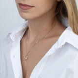 Collar colgante, Plata 925 bañada en rodio, Perla cultivada