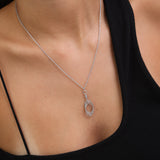 Collar colgante, Plata 925 bañada en rodio, Zirconia cúbica artificial
