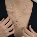 Collar colgante, Plata 925 bañada en rodio, Zirconia cúbica artificial