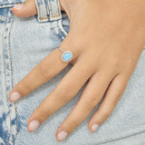 Anillo Delicado, Plata 925 bañada en rodio, Zirconia cúbica artificial, Ópalo artificial
