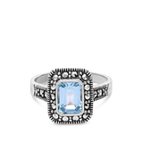 Anillo Delicado, Plata 925 bañada en rodio, Zirconia cúbica artificial, Marcasita artificial