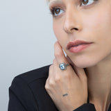 Anillo Delicado, Plata 925 bañada en rodio, Zirconia cúbica artificial, Marcasita artificial