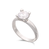 Anillo Delicado, Plata 925 bañada en rodio, Zirconia cúbica artificial