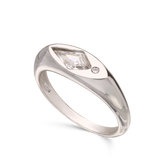 Anillo Delicado, Plata 925 bañada en rodio, Zirconia cúbica artificial