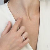 Anillo Delicado, Plata 925 bañada en rodio, Zirconia cúbica artificial