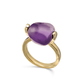 Anillo Delicado, Bañado en oro, Amatista artificial