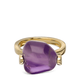Anillo Delicado, Bañado en oro, Amatista artificial