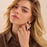 Anillo Delicado, Bañado en oro, Amatista artificial