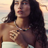 Anillo Delicado, Bañado en oro, Amatista artificial