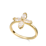 Anillo Delicado, Bañado en oro, Zirconia cúbica artificial