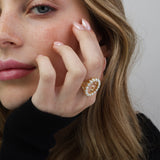 Anillo Delicado, Bañado en oro, Madreperla artificial