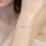 Pulseras Delicadas, Plata 925 bañada en rodio, Zafiro artificial, Zirconia cúbica artificial