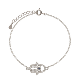 Pulseras Delicadas, Plata 925 bañada en rodio, Zafiro artificial, Zirconia cúbica artificial