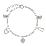 Pulseras Delicadas, Plata 925 bañada en rodio, Zirconia cúbica artificial