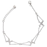 Pulseras Delicadas, Plata 925 bañada en rodio, Zirconia cúbica artificial