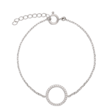 Pulseras Delicadas, Plata 925 bañada en rodio, Zirconia cúbica artificial