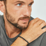 Pulsera de hombre, Plata de Ley 925, Piedra lava artificial