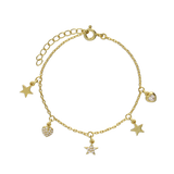 Pulseras Delicadas, Bañado en oro, Vidrio de plomo